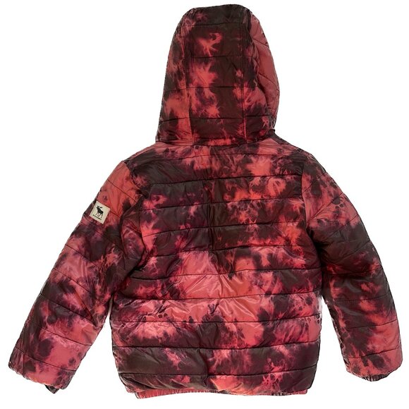 Abercrombie Kids Cozy Pattern Faux Fur Lined Puffer Coat Red Dye Effect 5/6 - Picture 13 of 16